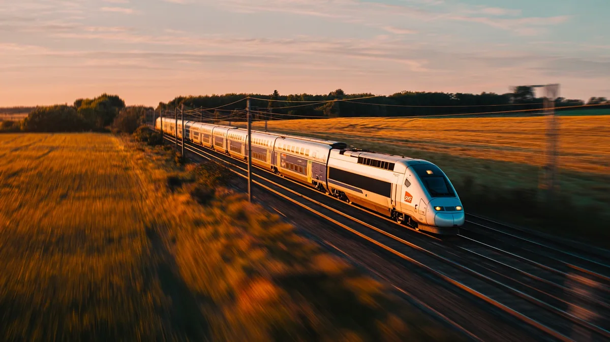 TGV au coucher du soleil entre Paris et Rennes pour un week-end romantique